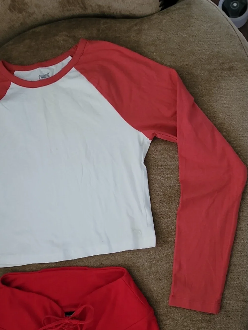 New PINK Victoria's Secret White & Red Logo Activewear Set